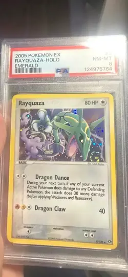 Pokemon 2005 Rayquaza EX Emerald Holo Rare #9 PSA 8 - NICE SWIRL 🍥 - Image 1