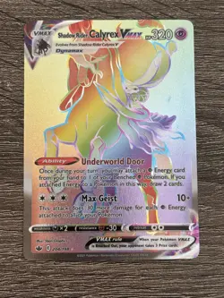 POKEMON SHADOW RIDER CALYREX VMAX 204/198 CHILLING REIGN F/A RAINBOW RARE NM - Image 1