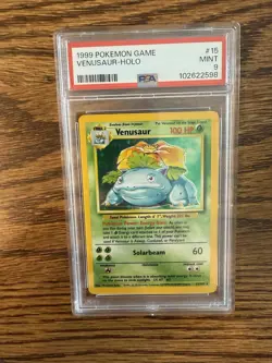 1999 Pokemon Game Base Set Unlimited Venusaur Holo Rare 15/102 #15 PSA 9 MINT - Image 1