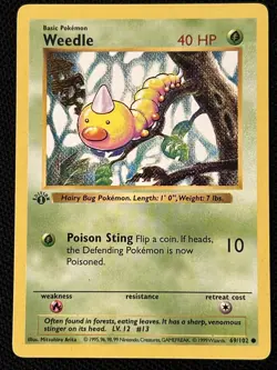 Pokemon Weedle 069/102 (1st Edition) Base Set (Shadowless) *Near Mint* - Image 1