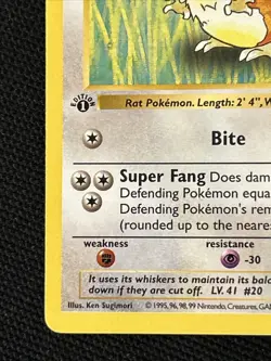 Pokemon Raticate 040/102 (1st Edition) Base Set (Shadowless) Regular *Near Mint* - Image 2