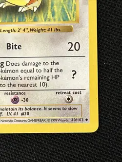 Pokemon Raticate 040/102 (1st Edition) Base Set (Shadowless) Regular *Near Mint* - Image 5