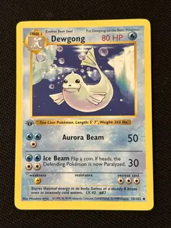 Pokemon Dewgong 025/102 (1st Edition) Base Set (Shadowless) Regular *Near Mint* - Image 1