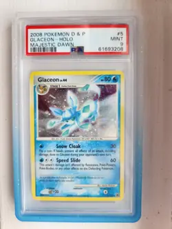 2008 POKEMON DIAMOND & PEARL MAJESTIC DAWN #5 GLACEON-HOLO PSA 9 - Image 1