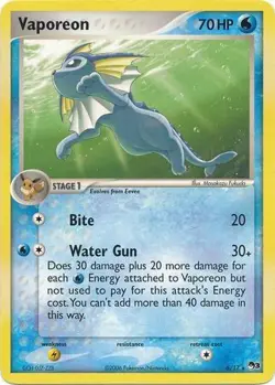 Moderately Played, English - 1 x Pokemon Vaporeon - 6/17 - Rare POP Series 3 Pro - Image 1
