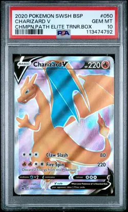 Pokemon PSA 10 GEM MINT Charizard V SWSH050 Champions Path Promo - Image 1