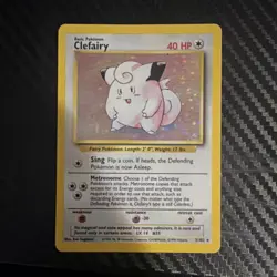 Pokemon TCG Clefairy Base Set Holo Rare 5/102 Basic 40 HP English 1999 - Image 1