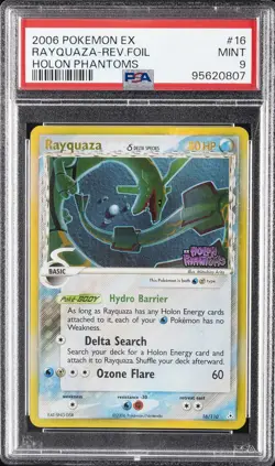 2006 POKEMON EX HOLON PHANTOMS #16 RAYQUAZA-REVERSE FOIL PSA 9 - Image 1