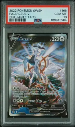 2022 POKEMON SWORD & SHIELD BRILLIANT STARS #166 FULL ART/ARCEUS V PSA 10 - Image 1