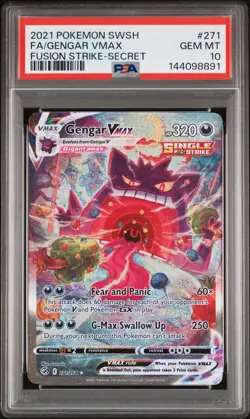 2021 POKEMON SWORD & SHIELD FUSION STRIKE SECRET FULL ART/GENGAR VMAX PSA 10 - Image 1