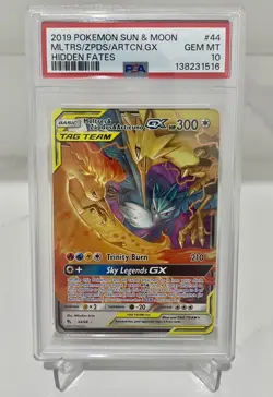 Pokemon Moltres & Zapdos & Articuno GX 2019 Hidden Fates 44/68 PSA 10 - Image 1
