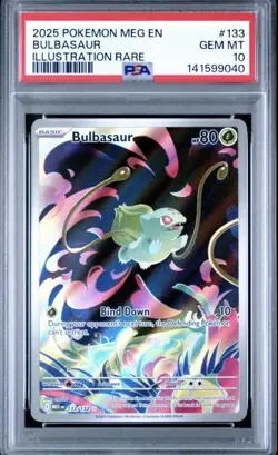 2025 POKEMON MEG EN-MEGA EVOLUTION ILLUSTRATION RARE #133 BULBASAUR PSA 10 - Image 1