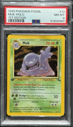 PSA 8 Pokemon 1999 Fossil Muk Holo 1st Edition #13 - Image 1