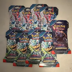 Pokemon TCG Scarlet & Violet Twilight Masquerade 9 Sleeved Booster Pack Lot - Image 1