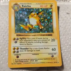 Pokemon Raichu 80 HP Base Set Holo Rare Card 14/102 1999 Wizards - Image 1