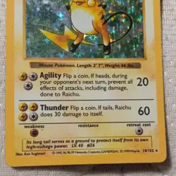 Pokemon Raichu 80 HP Base Set Holo Rare Card 14/102 1999 Wizards - Image 3