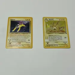 Pokemon 2 Card Lot Raikou Neo Revelation 22/64 & HOLO Raichu Base Set 14/62 READ - Image 1