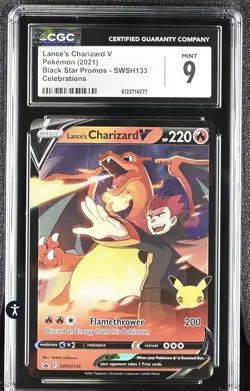 Pokemon TCG Cards Lance's Charizard V SWSH133 Black Star Promo Holo CGC 9 MINT - Image 3