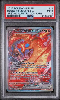 Rocket's Moltres Ex #229 2025 Pokemon Destined Rivals SIR PSA 9 - Image 1
