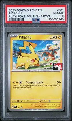 Pokemon TCG Pikachu Pokemon Svp En-Sv Black Star Promo 101 PSA 8 - Image 1
