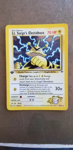 1995-1998 Poke'mon TCG Lt. Surge's Electabuzz Holo Gym Heroes 6/132 Nr Mint* - Image 1