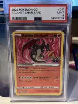 Pokemon TCG Radiant Charizard Pokemon GO 011/078 Holo Radiant Rare PSA 9 - Image 1