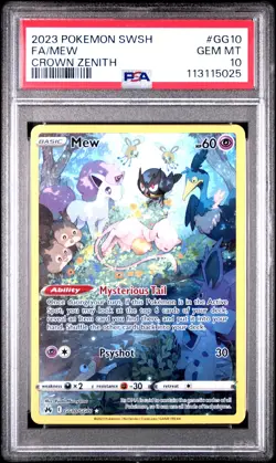 2023 POKEMON SWORD & SHIELD CROWN ZENITH #GG10 FULL ART/MEW PSA 10 - Image 1