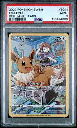 Pokemon PSA 9 Mint Eevee TG11/TG30 Brilliant Stars Trainer Gallery - Image 1