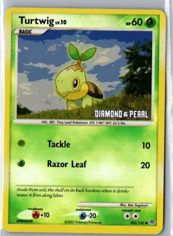 TURTWIG 103/130 COMMON DIAMOND & PEARL POKEMON REVERSE HOLO MP - Image 1