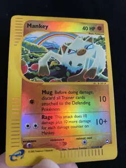 Pokemon TCG Reverse Holo Mankey Aquapolis 92/147 Common - Image 1