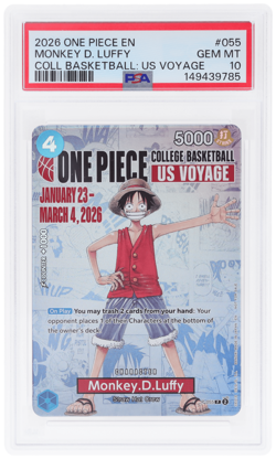 2026 One Piece Promos Monkey D. Luffy College Basketball US Voyage PSA 10 - Image 1