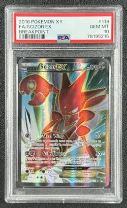 FULL ART FA SCIZOR EX PSA 10 2016 POKEMON XY BREAKPOINT #119/122 GEM MINT 5215 - Image 1