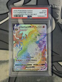 2020 POKEMON SWORD & SHIELD CHAMP'S PATH SECRET FULL ART/CHARIZARD VMAX PSA 10 - Image 1