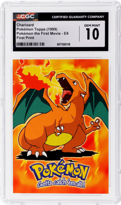 1999 Topps Pokemon Charizard Movie Edition Blue Logo #E6 CGC 10 - Image 1