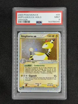 2003 POKEMON EX DRAGON #89 AMPHAROS EX-HOLO PSA 9 - Image 1