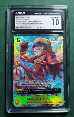 Monkey.D.Luffy Illustration Box Vol.3 OP07-109 One Piece Promo CGC 10 - Image 1