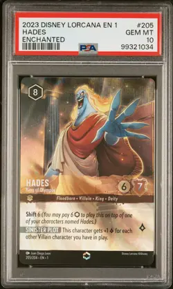 2023 DISNEY LORCANA EN 1-THE FIRST CHAPTER #205 HADES - KING OF OLYMPUS PSA 10 - Image 1