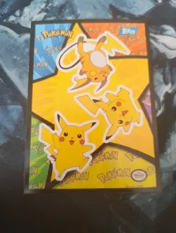 Pokemon Topps Blue Logo Sticker Card Classic Collectible LP - Image 1