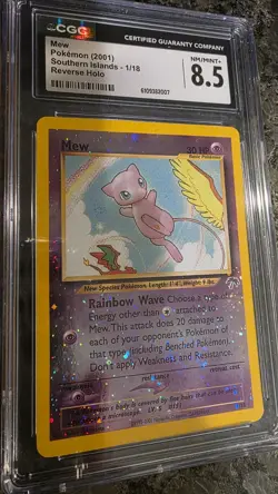 CGC 8.5 MINT Mew 2001 Southern Islands 1/18 Reverse Holo Pokemon Card - Image 1