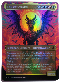 The Ur-Dragon FOIL Proxy Playtest Card Custom Metal Psychedelic Neon Art Design - Image 1