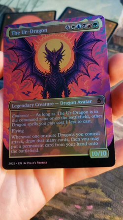 The Ur-Dragon FOIL Proxy Playtest Card Custom Metal Psychedelic Neon Art Design - Image 2