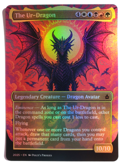 The Ur-Dragon FOIL Proxy Playtest Card Custom Metal Psychedelic Neon Art Design - Image 3