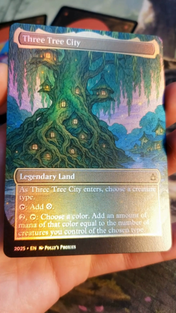 Three Tree City (Summer) FOIL Proxy Land Card Custom Illustrated Cute Art Design - Image 2