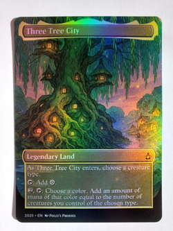 Three Tree City (Summer) FOIL Proxy Land Card Custom Illustrated Cute Art Design - Image 3