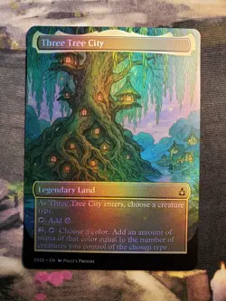 Three Tree City (Summer) FOIL Proxy Land Card Custom Illustrated Cute Art Design - Image 5
