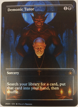 Demonic Tutor FOIL Proxy Playtest Card with Custom Fantasy Art - Image 1
