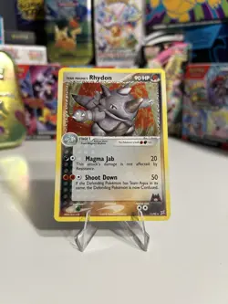 Team Magma's Rhydon 11/95 Pokemon Card TCG Team Magma vs Team Aqua Holo Rare LP - Image 1