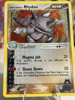 Team Magma's Rhydon 11/95 Pokemon Card TCG Team Magma vs Team Aqua Holo Rare LP - Image 3