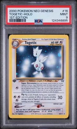2000 Pokemon Neo Genesis 1st Edition Togetic Holo 16/111 PSA 9 - Image 1