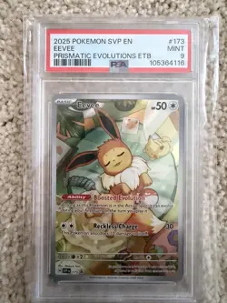 2025 POKEMON PRISMATIC EVOLUTIONS ETB PROMO ENGLISH #173 EEVEE PSA 9 Graded - Image 1
